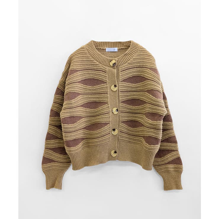 柄ニットカーディガン バイカラー 配色 | Riff | 詳細画像20 