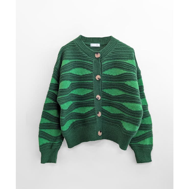 柄ニットカーディガン バイカラー 配色 | Riff | 詳細画像21 