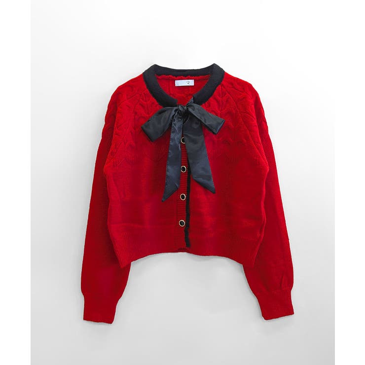 リボンニットカーディガン バイカラー 配色 | Riff | 詳細画像23 