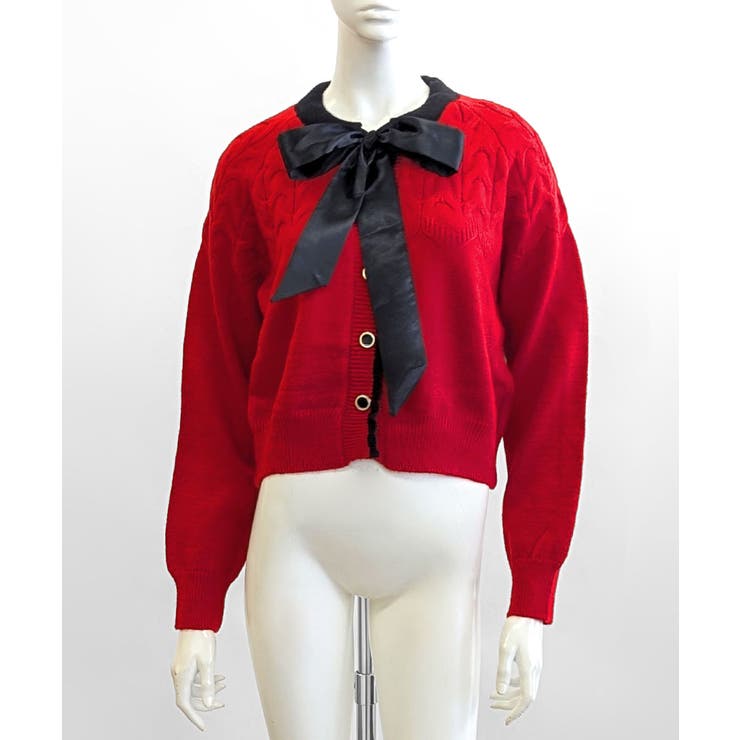 リボンニットカーディガン バイカラー 配色 | Riff | 詳細画像24 