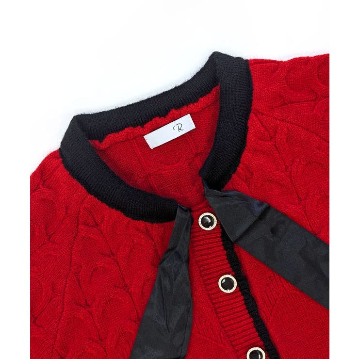 リボンニットカーディガン バイカラー 配色 | Riff | 詳細画像27 