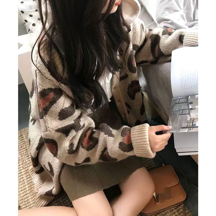 HUF(ハフ) / LEOPARD CARDIGAN カーディガン(厚手)/L/ナイロン