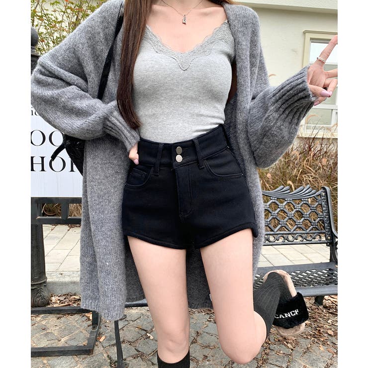 裏起毛ハイウエストショートパンツ ショート丈 ショーパン | Riff | 詳細画像7 