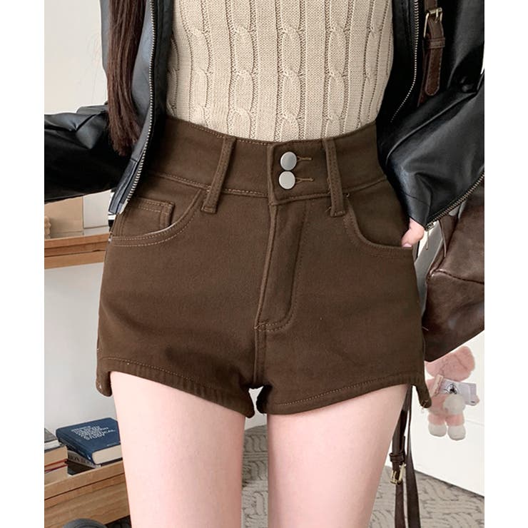 モカ | 裏起毛ハイウエストショートパンツ ショート丈 ショーパン | Riff