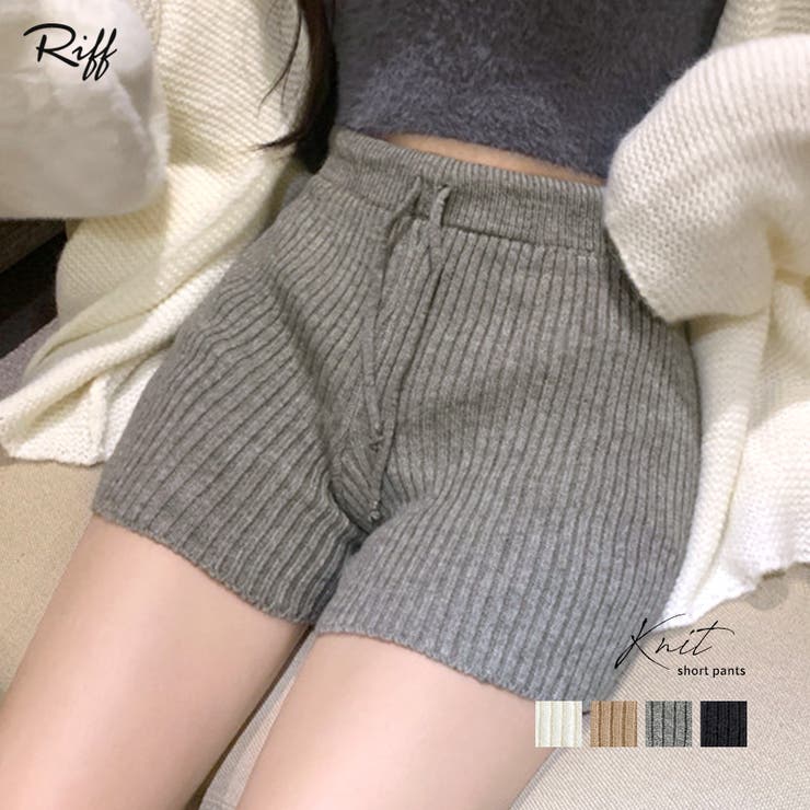 momo　JUEMI リブ編みショートパンツ FREE オリーブ momo JUEMI リブ編みショートパンツ FREE オリーブ ソフト