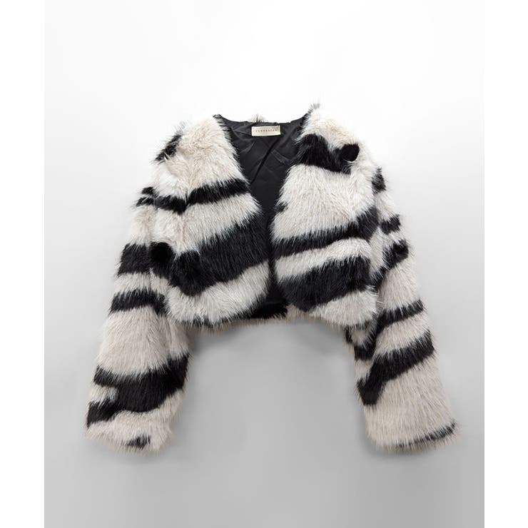 ノーカラーフェイクファーショートコート ジャケット ブルゾン | Riff | 詳細画像14 