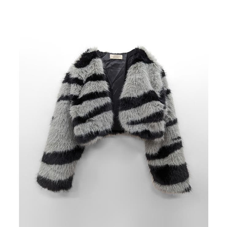 ノーカラーフェイクファーショートコート ジャケット ブルゾン | Riff | 詳細画像15 