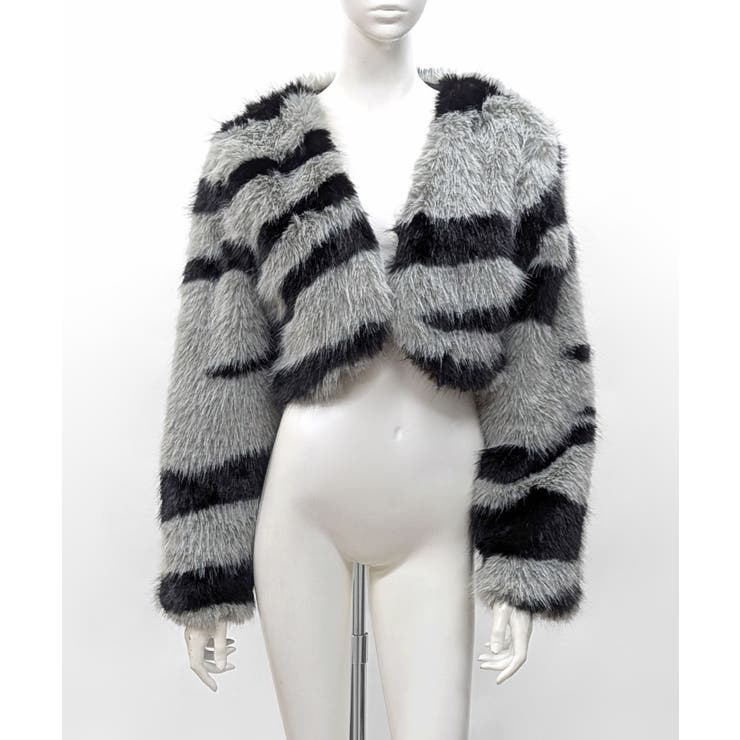 ノーカラーフェイクファーショートコート ジャケット ブルゾン | Riff | 詳細画像16 