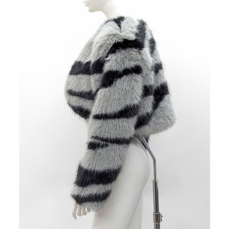 ノーカラーフェイクファーショートコート ジャケット ブルゾン | Riff | 詳細画像17 