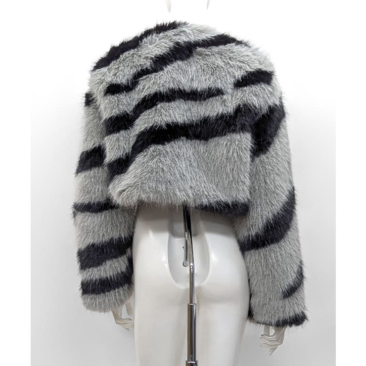 ノーカラーフェイクファーショートコート ジャケット ブルゾン | Riff | 詳細画像18 