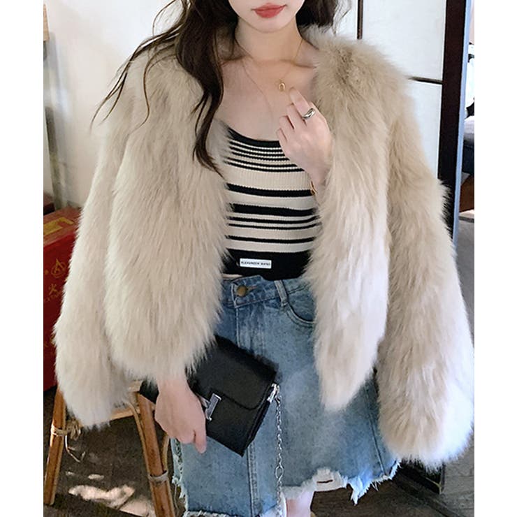 ノーカラーエコファージャケット コート フェイクファー | Riff | 詳細画像14 