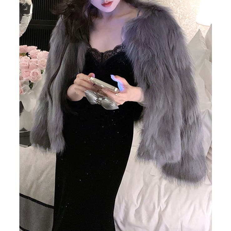 ノーカラーエコファージャケット コート フェイクファー | Riff | 詳細画像10 