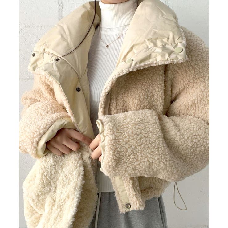 ベージュ | リバーシブルボアブルゾン ジャケット 2WAY | Riff