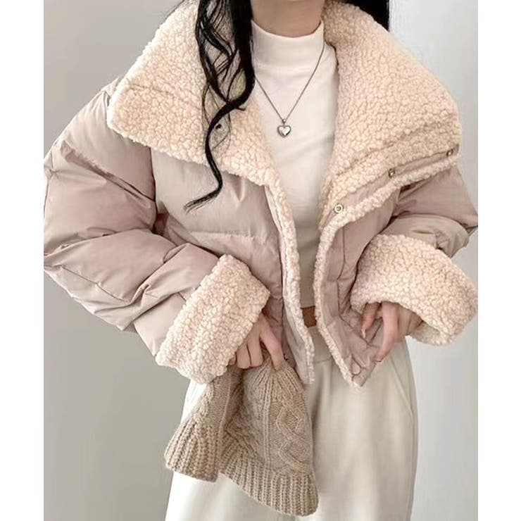 ピンクベージュ | リバーシブルボアブルゾン ジャケット 2WAY | Riff