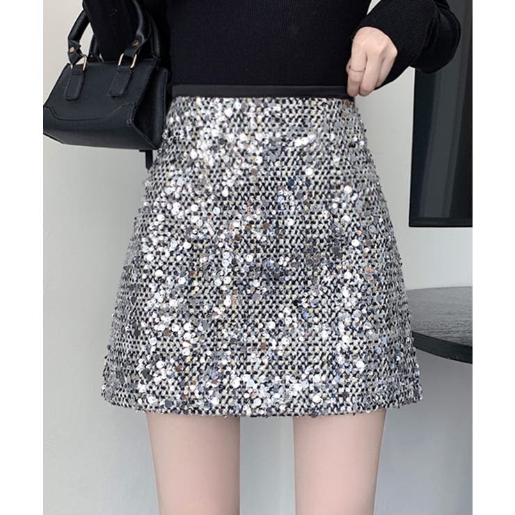 ミュゲ 25ss新作スパンコールミニスカート ピンク M muguet spangle mini skirt pink M