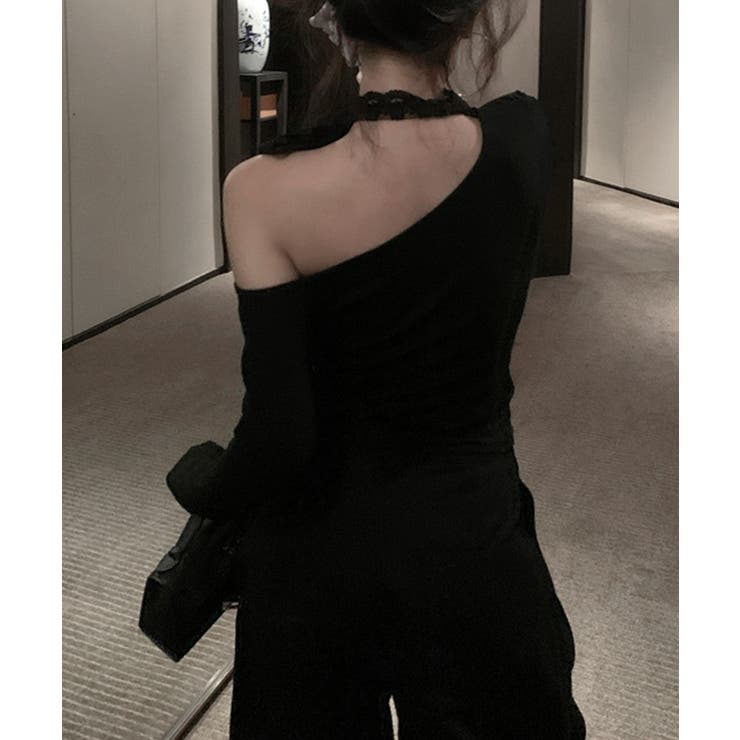 ワンショルリボンレース切り替えトップス カットソー Tシャツ | Riff | 詳細画像12 