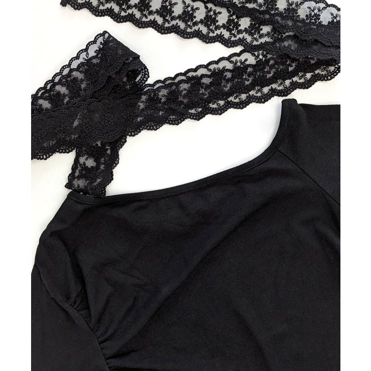 ワンショルリボンレース切り替えトップス カットソー Tシャツ | Riff | 詳細画像19 