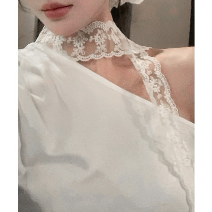 ワンショルリボンレース切り替えトップス カットソー Tシャツ | Riff | 詳細画像5 