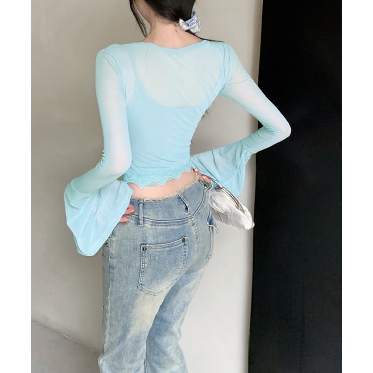 [2点セット] ベルスリーブシアーブラウス+キャミソールセット アンサンブル | Riff | 詳細画像11 