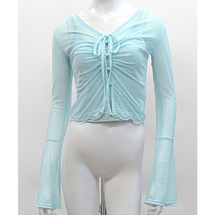 [2点セット] ベルスリーブシアーブラウス+キャミソールセット アンサンブル | Riff | 詳細画像13 