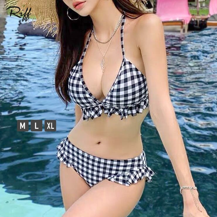[2点セット] ギンガムチェックフリルビキニ 水着 | Riff | 詳細画像1 