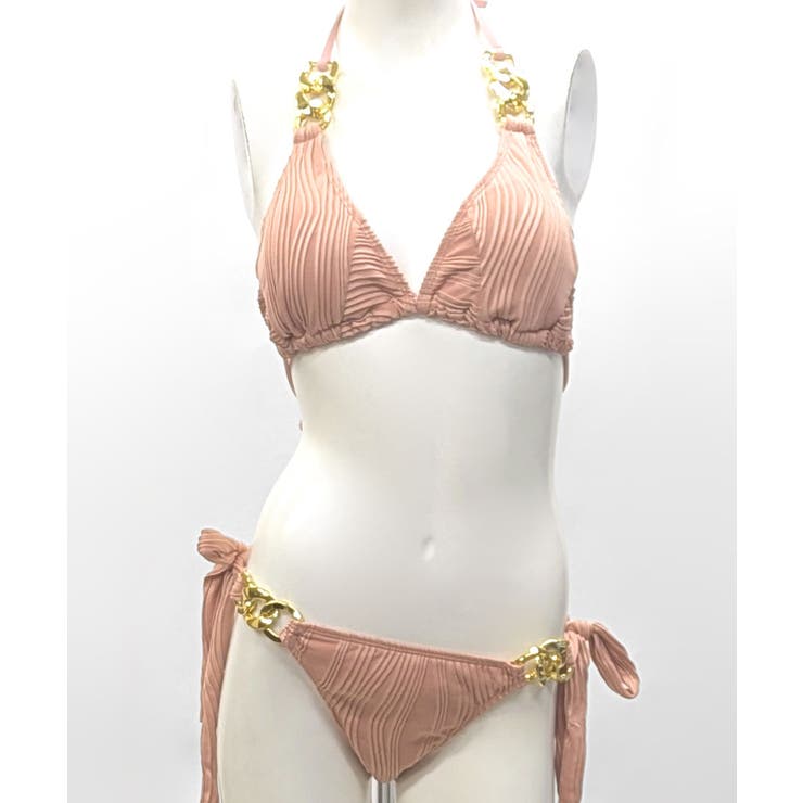 ホルターネックチェーンビキニ 水着 無地[品番：NETW0002189