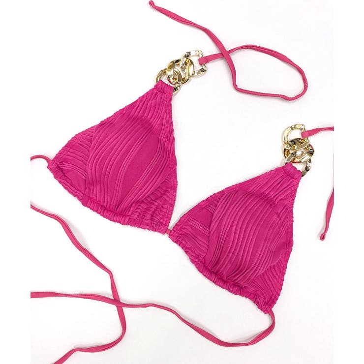 ホルターネックチェーンビキニ 水着 無地[品番：NETW0002189