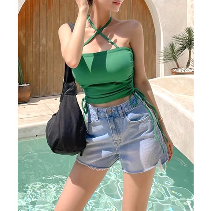 [2点セット] ホルターネック裾シャーリングビキニ 水着 | Riff | 詳細画像12 