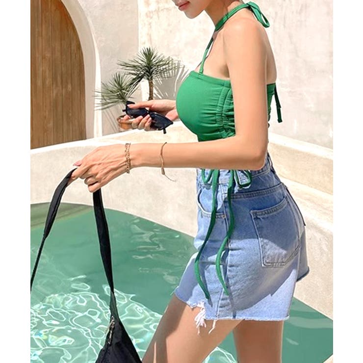 [2点セット] ホルターネック裾シャーリングビキニ 水着 | Riff | 詳細画像14 