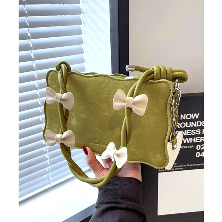 リボン付きショルダーバッグ ハートチャーム バイカラー | Riff | 詳細画像11 