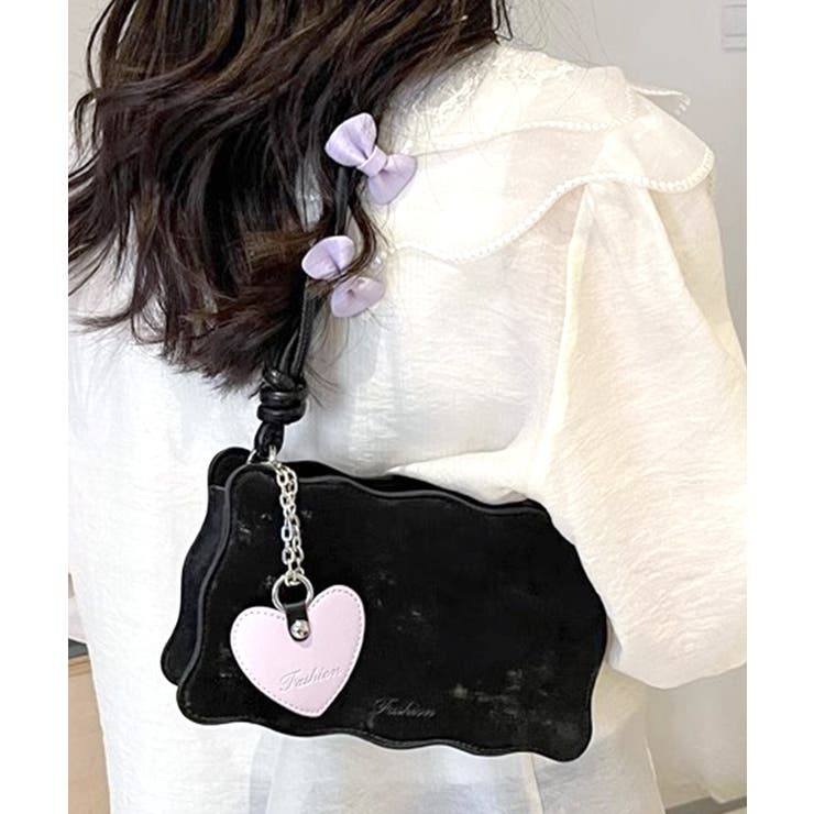 リボン付きショルダーバッグ ハートチャーム バイカラー | Riff | 詳細画像19 