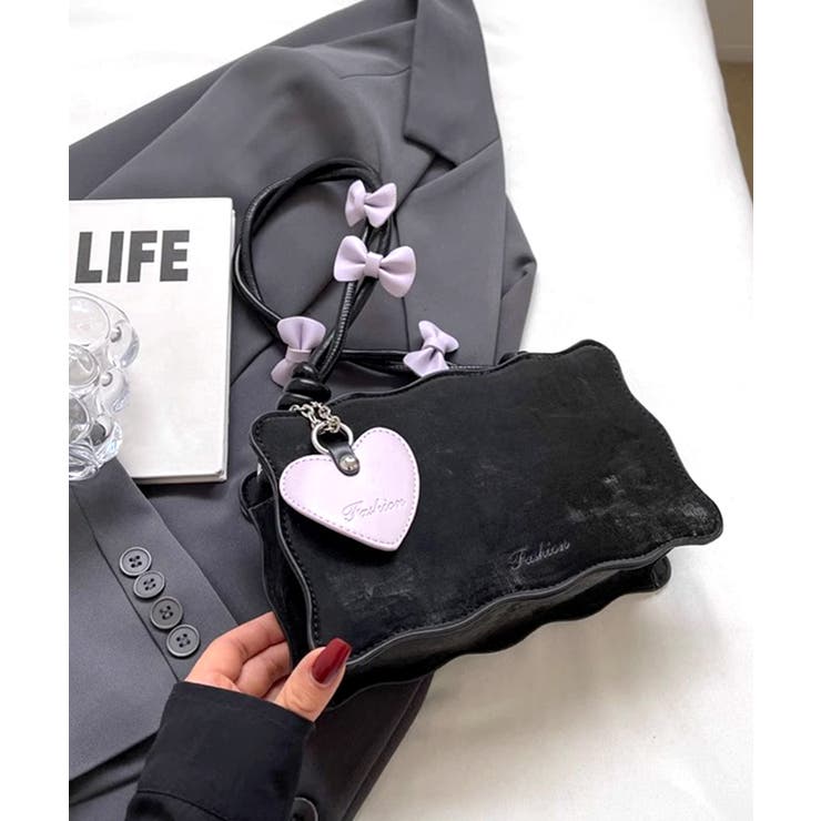 リボン付きショルダーバッグ ハートチャーム バイカラー | Riff | 詳細画像20 