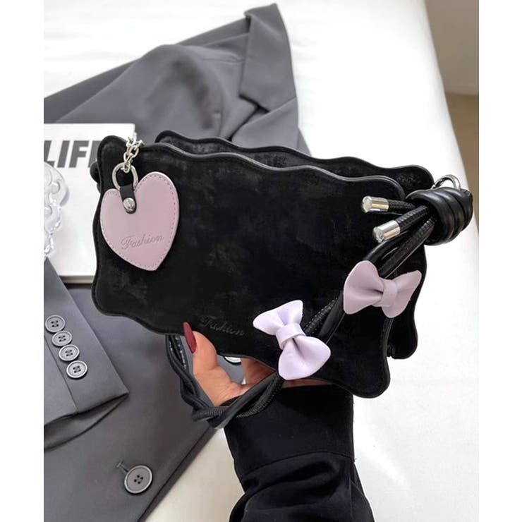 リボン付きショルダーバッグ ハートチャーム バイカラー | Riff | 詳細画像21 