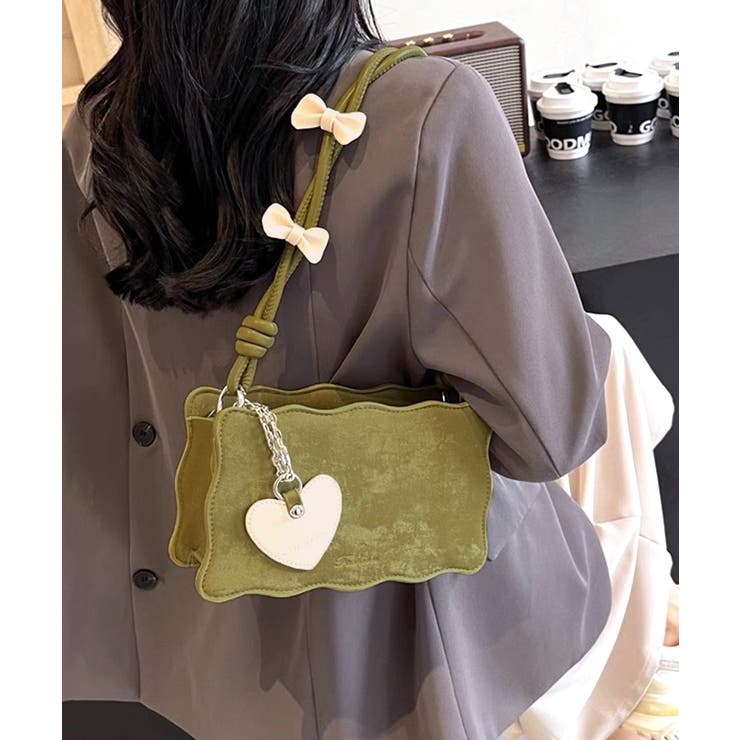 リボン付きショルダーバッグ ハートチャーム バイカラー | Riff | 詳細画像9 