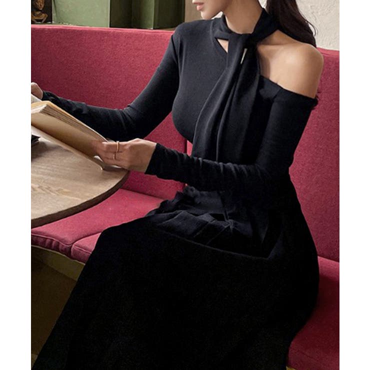 ワンショルダーマフラーデザイントップス チョーカー スカーフ | Riff | 詳細画像13 