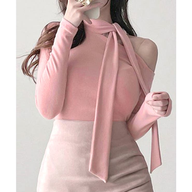 ワンショルダーマフラーデザイントップス チョーカー スカーフ | Riff | 詳細画像21 