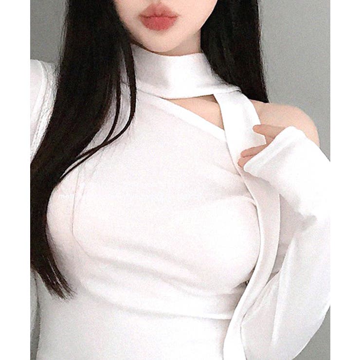 ワンショルダーマフラーデザイントップス チョーカー スカーフ | Riff | 詳細画像3 