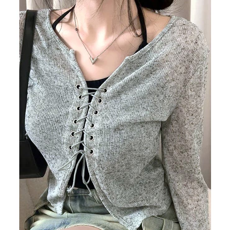 [2点セット] レースアップトップス+ホルターネックキャミソール アンサンブル | Riff | 詳細画像13 