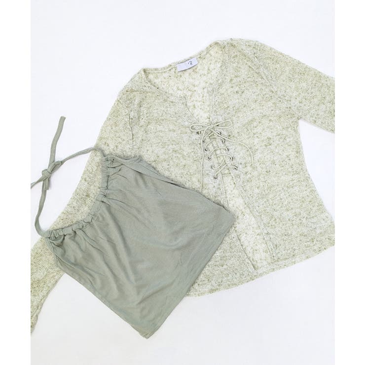 [2点セット] レースアップトップス+ホルターネックキャミソール アンサンブル | Riff | 詳細画像26 