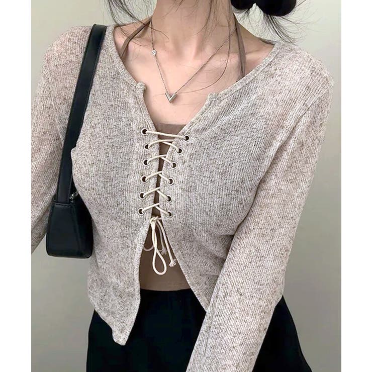 [2点セット] レースアップトップス+ホルターネックキャミソール アンサンブル | Riff | 詳細画像8 