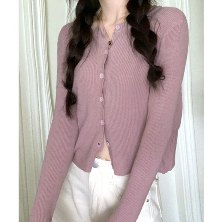 ラウンドネックリブカーディガン リブ編み ノーカラー | Riff | 詳細画像10 