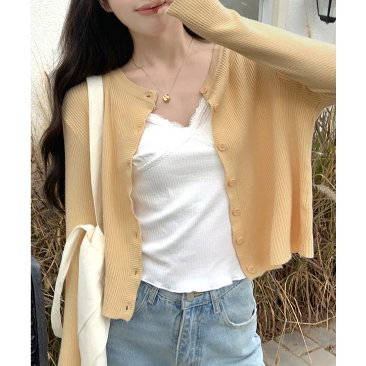 ラウンドネックリブカーディガン リブ編み ノーカラー | Riff | 詳細画像12 