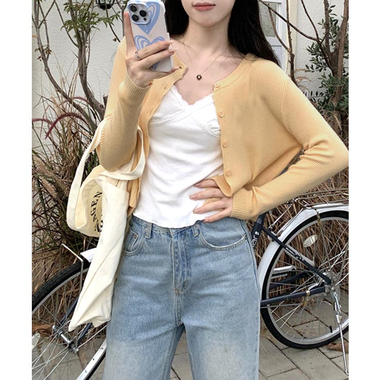 ラウンドネックリブカーディガン リブ編み ノーカラー | Riff | 詳細画像13 