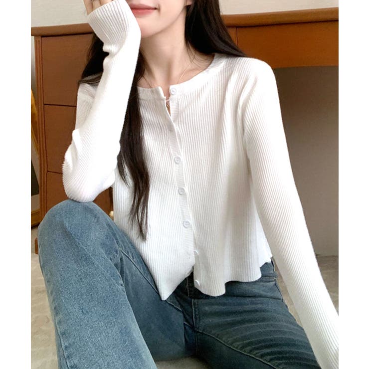 ラウンドネックリブカーディガン リブ編み ノーカラー | Riff | 詳細画像19 