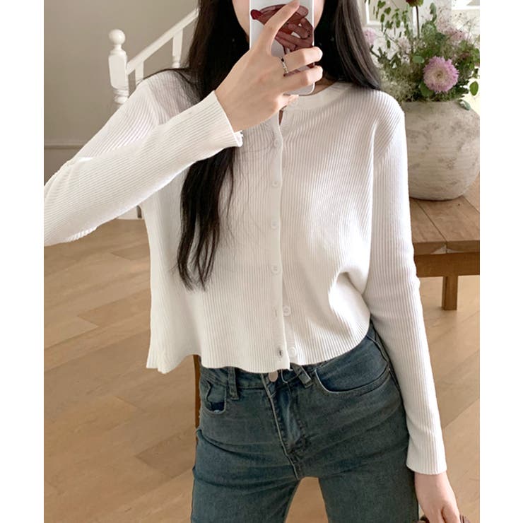 ラウンドネックリブカーディガン リブ編み ノーカラー | Riff | 詳細画像20 