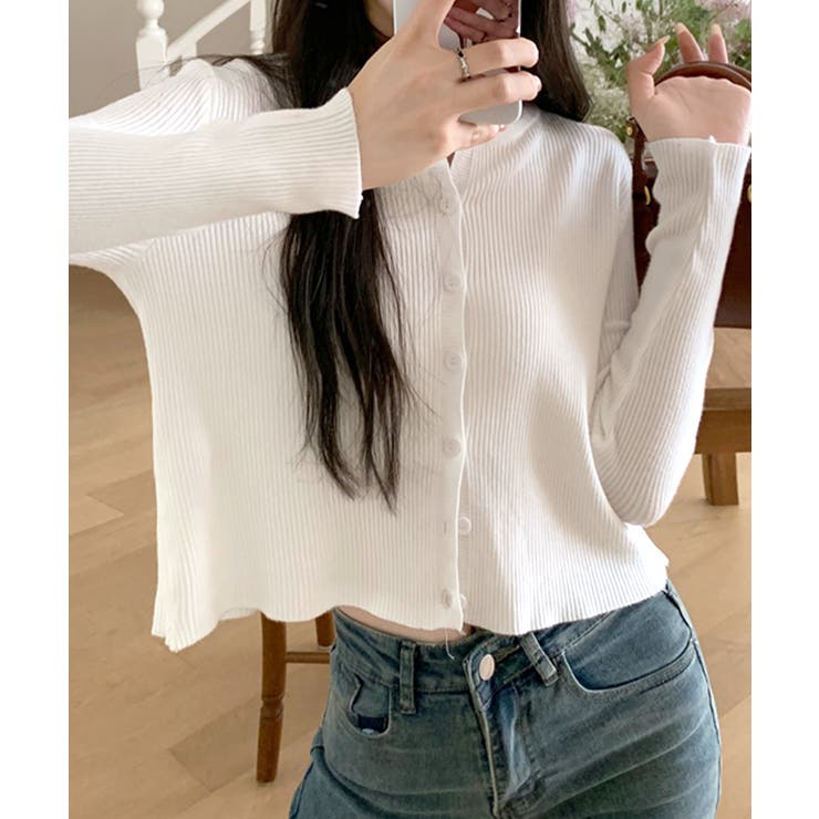 ラウンドネックリブカーディガン リブ編み ノーカラー | Riff | 詳細画像21 