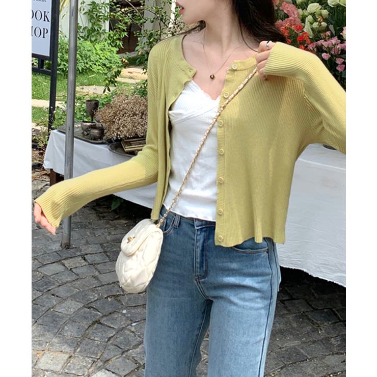 ラウンドネックリブカーディガン リブ編み ノーカラー | Riff | 詳細画像23 