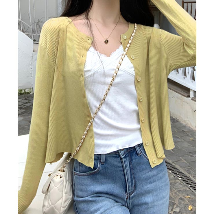 ラウンドネックリブカーディガン リブ編み ノーカラー | Riff | 詳細画像25 