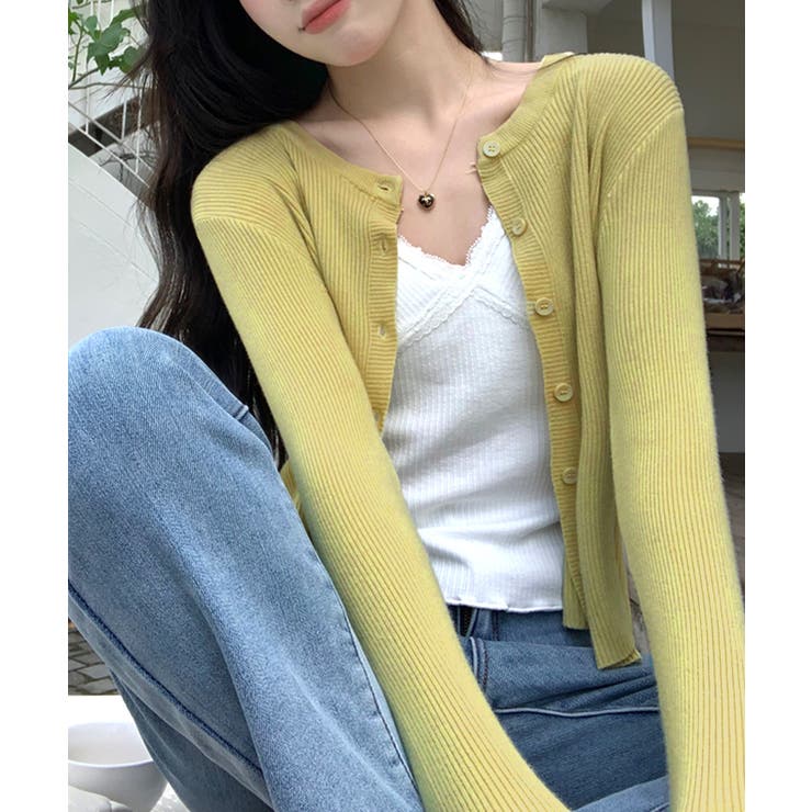 ラウンドネックリブカーディガン リブ編み ノーカラー | Riff | 詳細画像26 