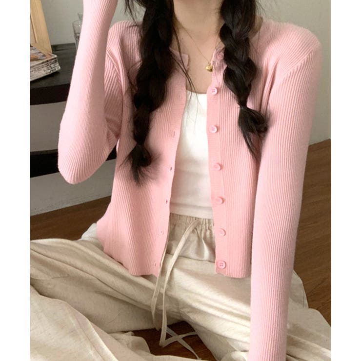 ラウンドネックリブカーディガン リブ編み ノーカラー | Riff | 詳細画像30 